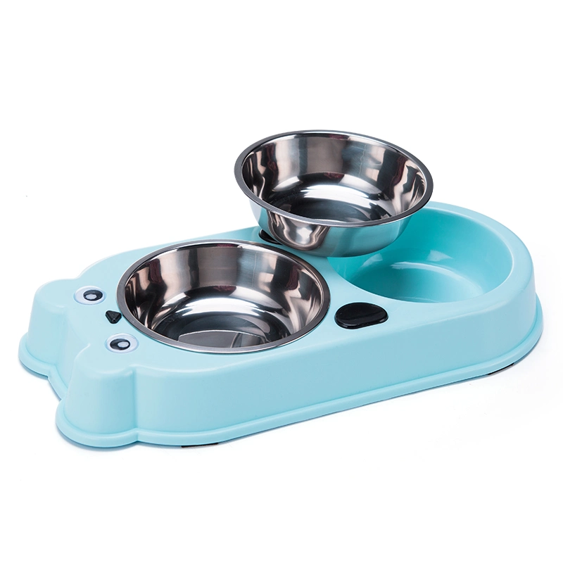 Tc3031 Anti-Slip Design Bear Shape Fashionable Pet Food Water Feeding Dog Double Bowls