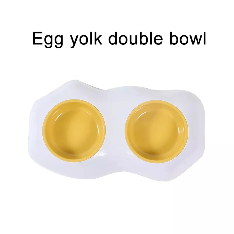 Pet Food Bowl Non-Slip Double Layer Egg Yolk Pet Feeding Bowl