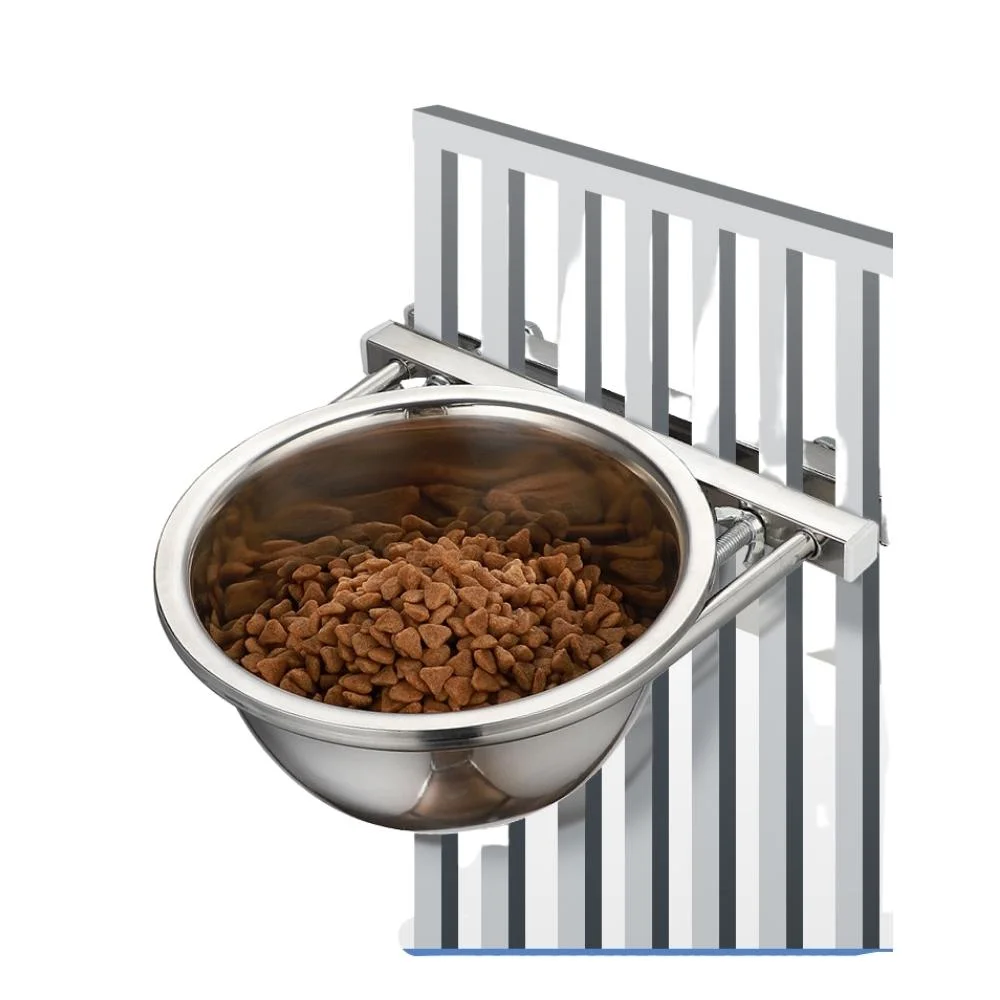 Stainless Steel Dog Bowl Food Hang-on Cage Cup Hanger for Pets Water Drinking Cages Feeding Tools Esg19232