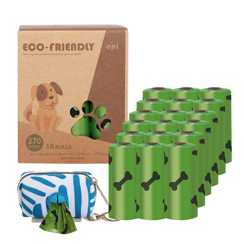 Wholesale Pet Poop Bag Garbage Biodegradable Bag Garbage Dispenser PE 15 Macrons Customized Unscented and Scented 10PCS a Roll Waste Bags