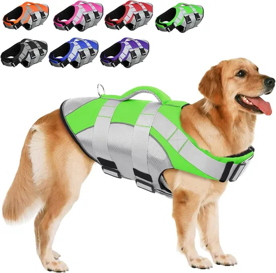 Giacca per cani di servizio no-pull di marca Voovpet con chiusure in velcro riflettenti e maniglia imbottita, spalline regolabili, imbracatura tattica per cani da lavoro